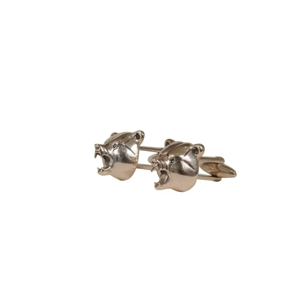 Zaunick Mens Grizzly Bear Cufflinks Sterling Silver Long Sleeve Button Down